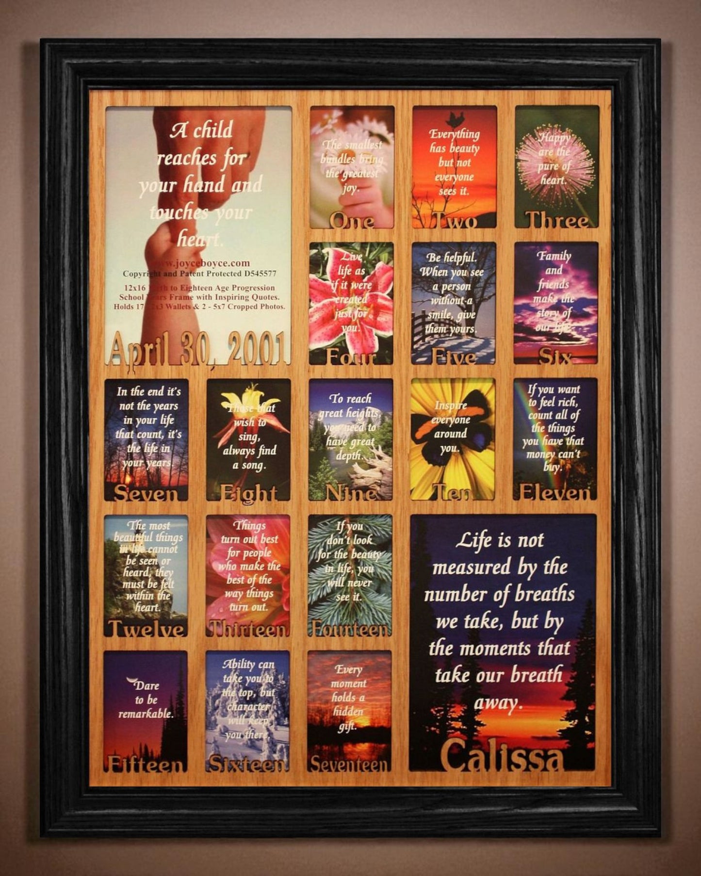Personalized Age Progression Frame | Birth to Eighteen Keepsake