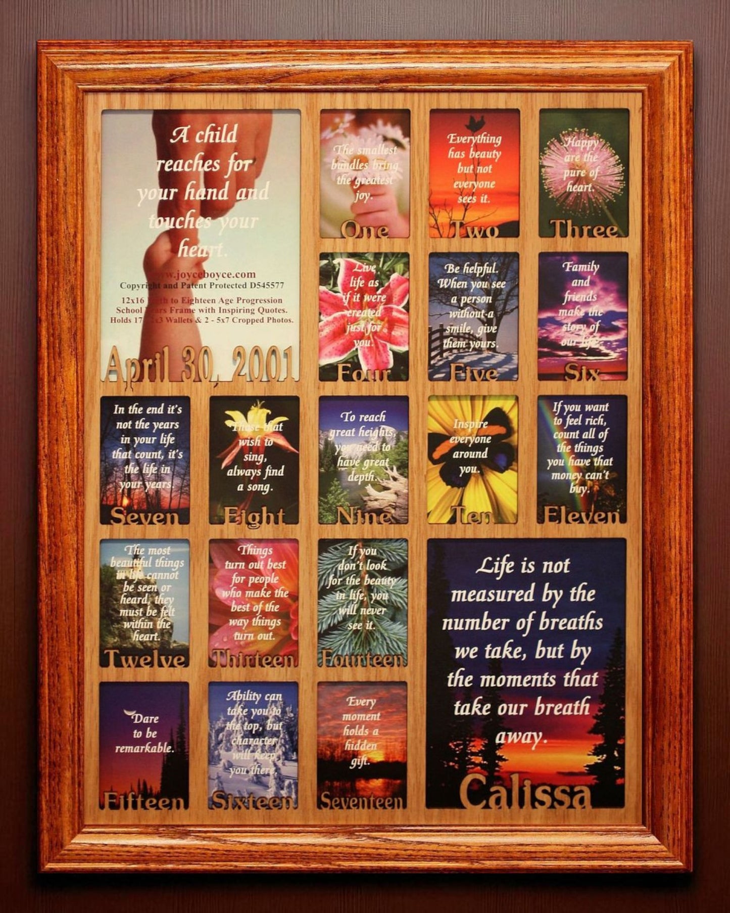 Personalized Age Progression Frame | Birth to Eighteen Keepsake