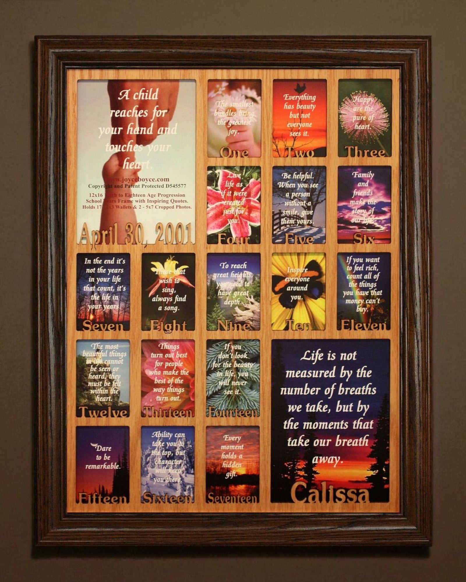 Personalized Age Progression Frame | Birth to Eighteen Keepsake