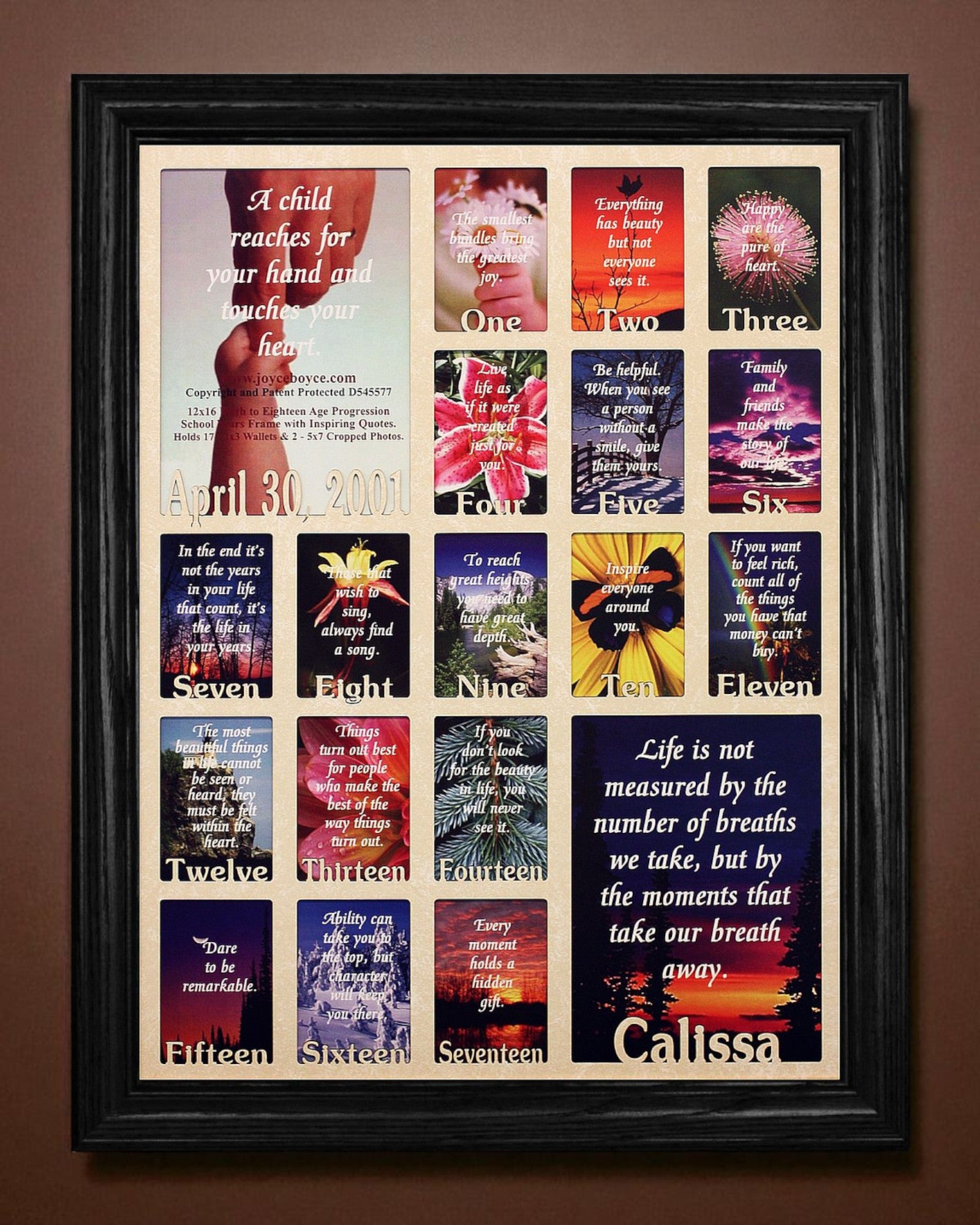 Personalized Age Progression Frame | Birth to Eighteen Keepsake