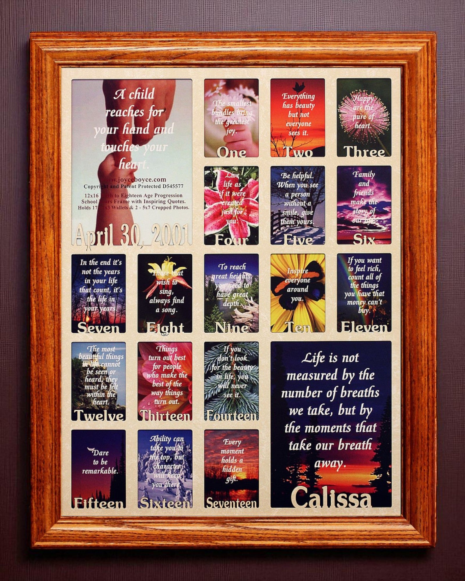 Personalized Age Progression Frame | Birth to Eighteen Keepsake