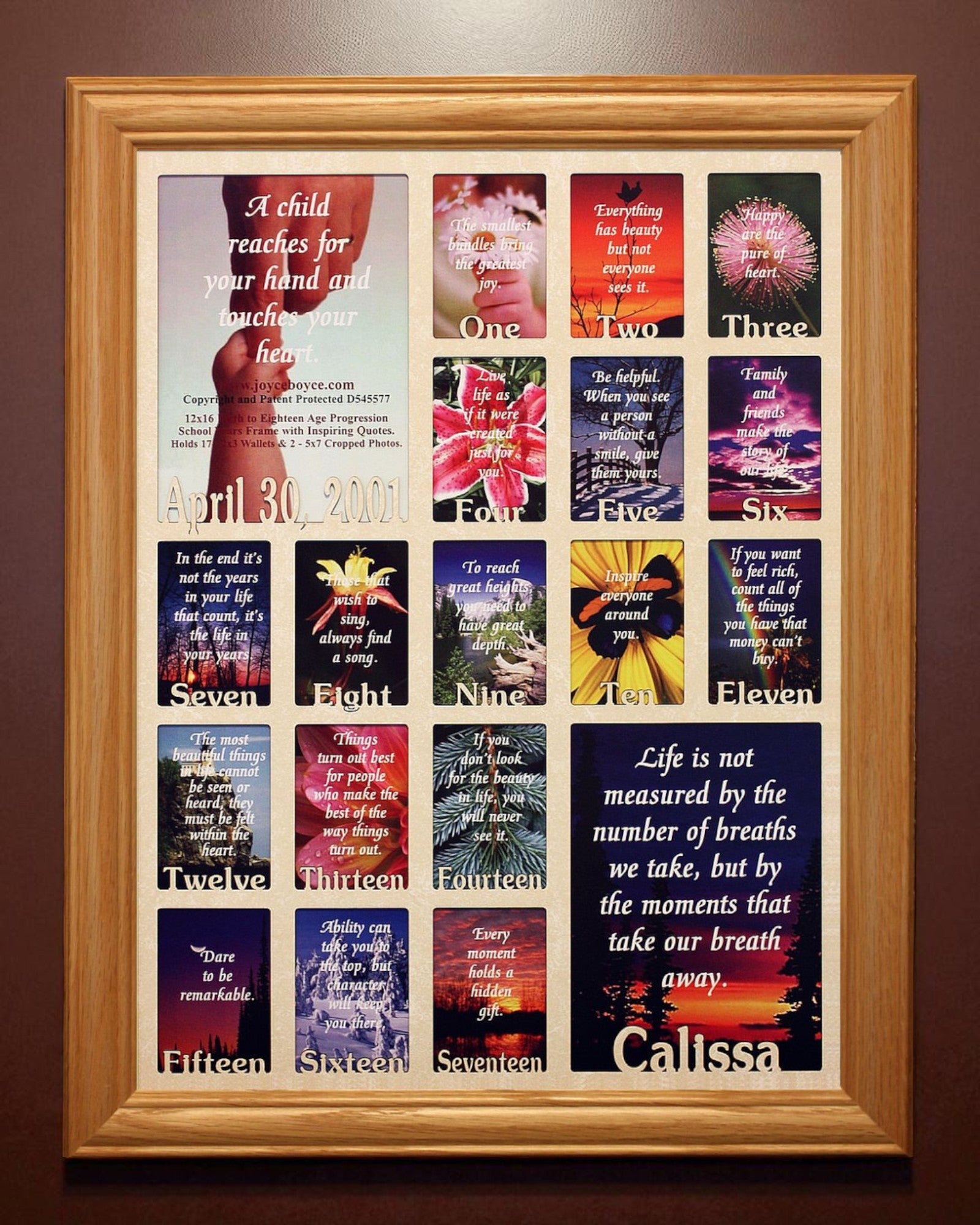 Personalized Age Progression Frame | Birth to Eighteen Keepsake