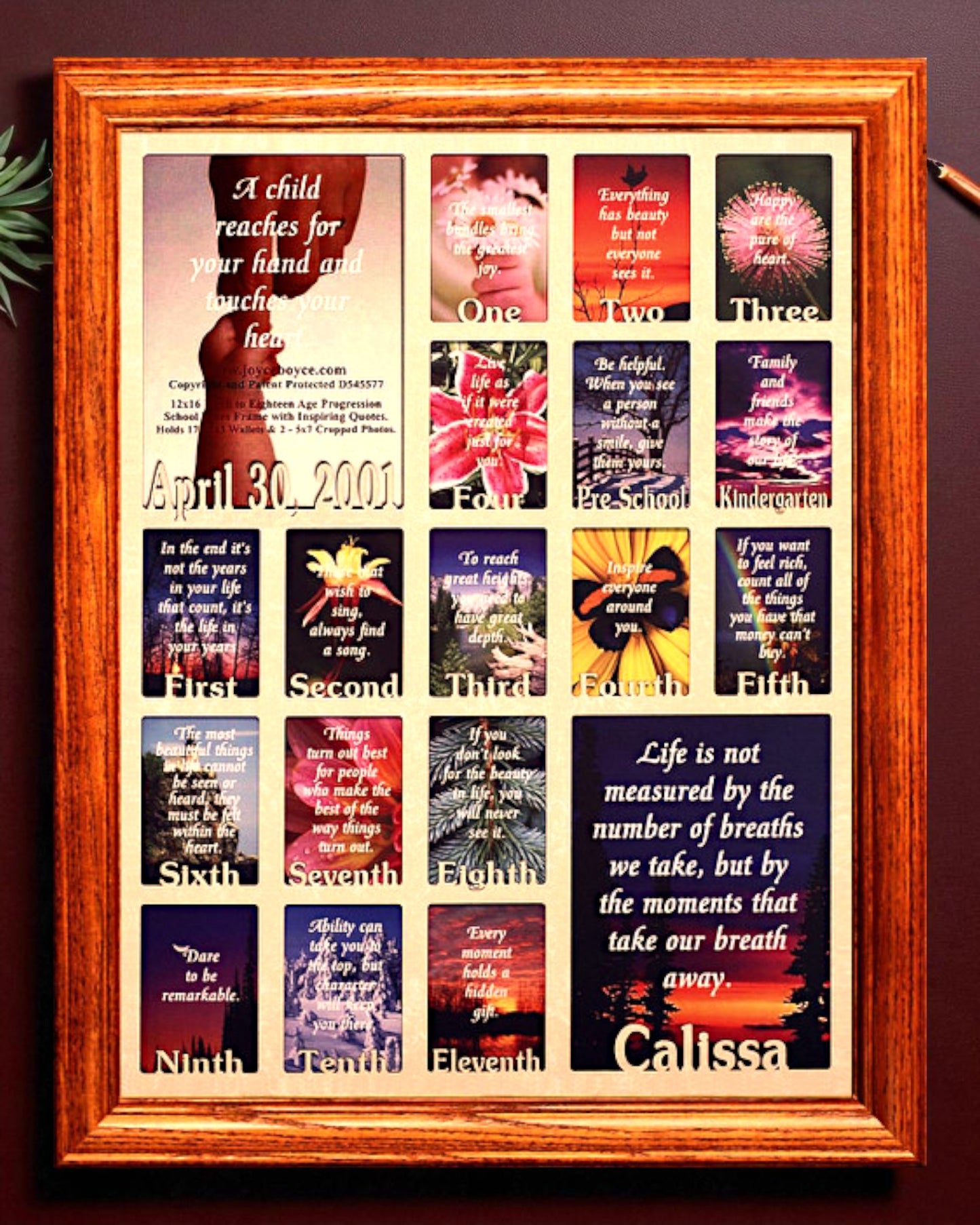 Personalized School Years Picture Frame | Birth to Senior (Letters)