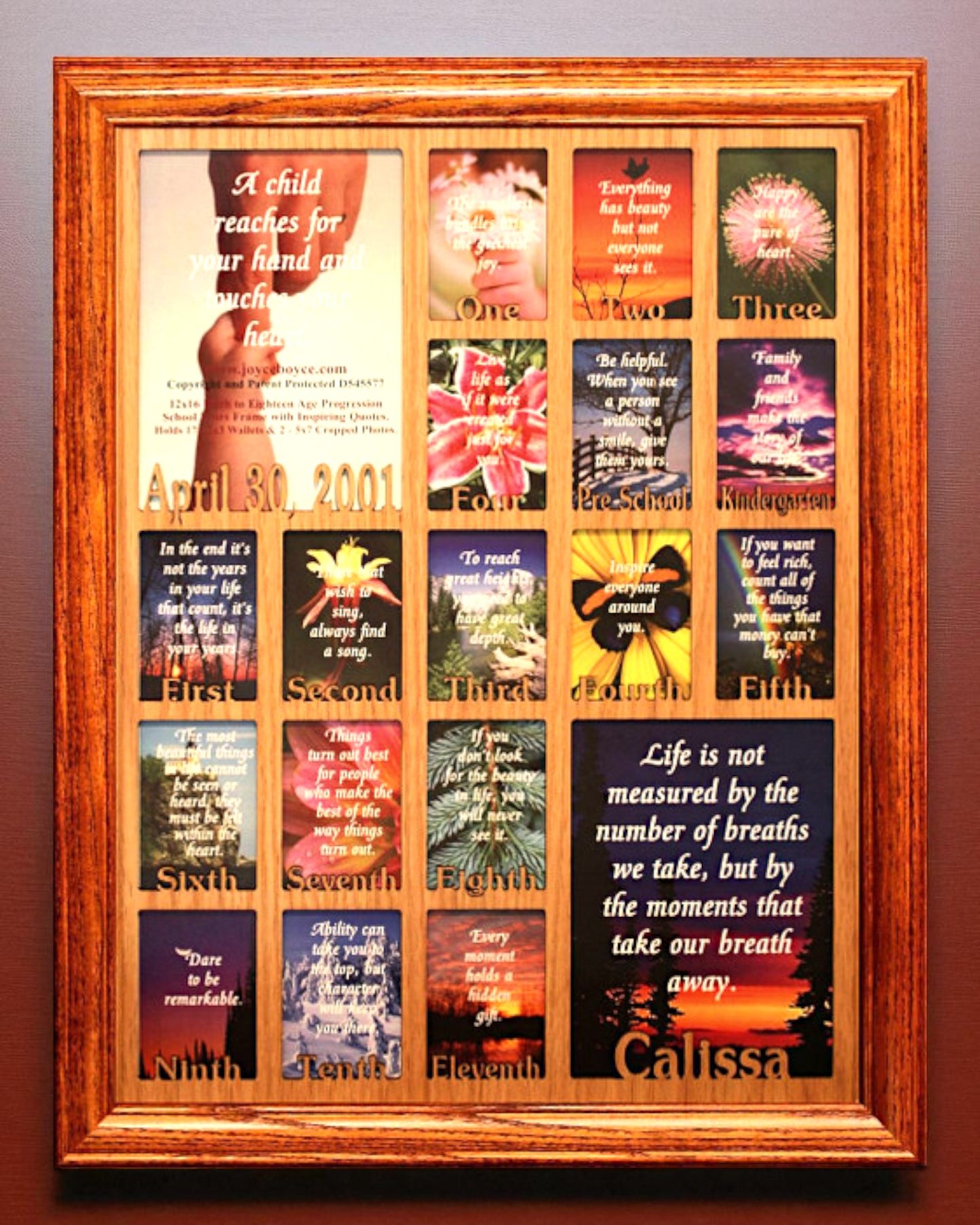 Personalized School Years Picture Frame | Birth to Senior (Letters)