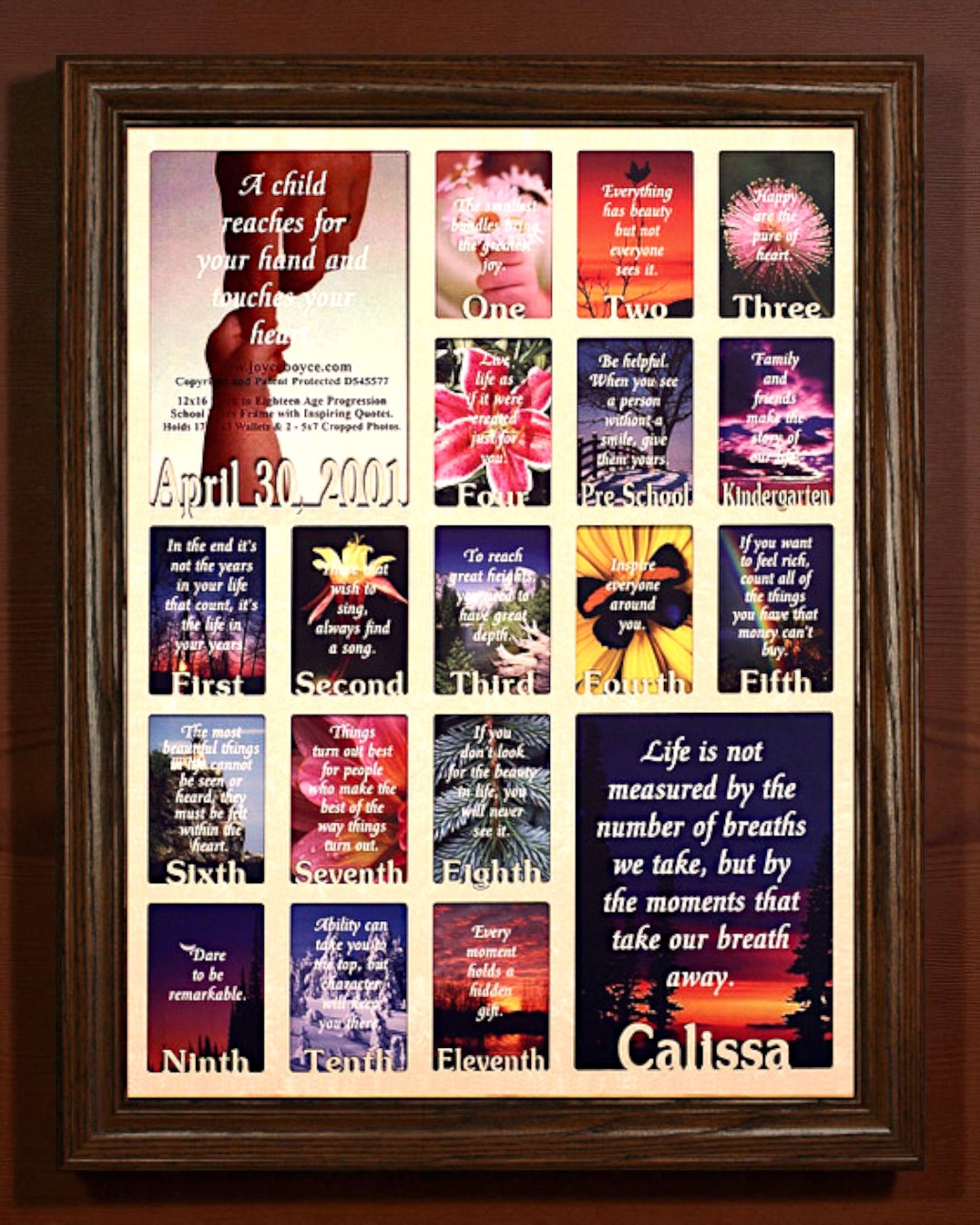 Personalized School Years Picture Frame | Birth to Senior (Letters)