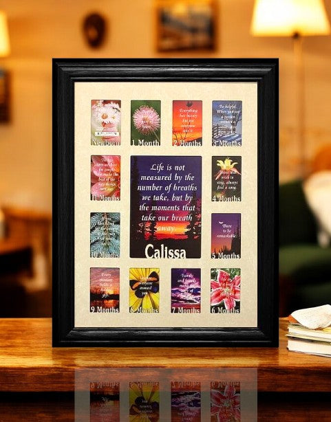 Personalized Newborn Picture Frame | Centered Baby's 1st Year