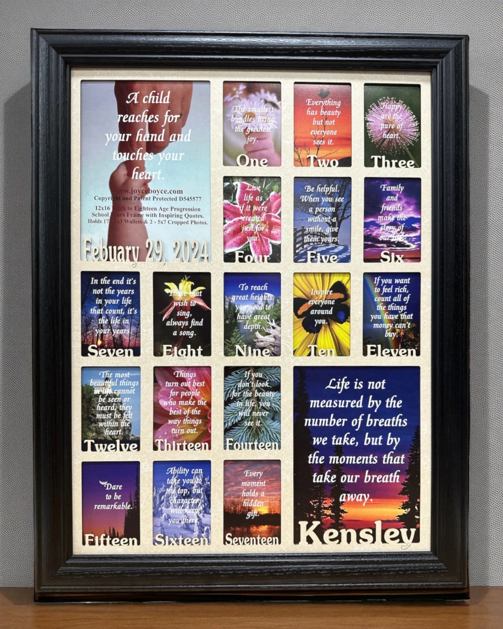Personalized Age Progression Frame | Birth to Eighteen Keepsake