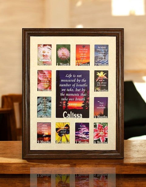 Personalized Newborn Picture Frame | Centered Baby's 1st Year