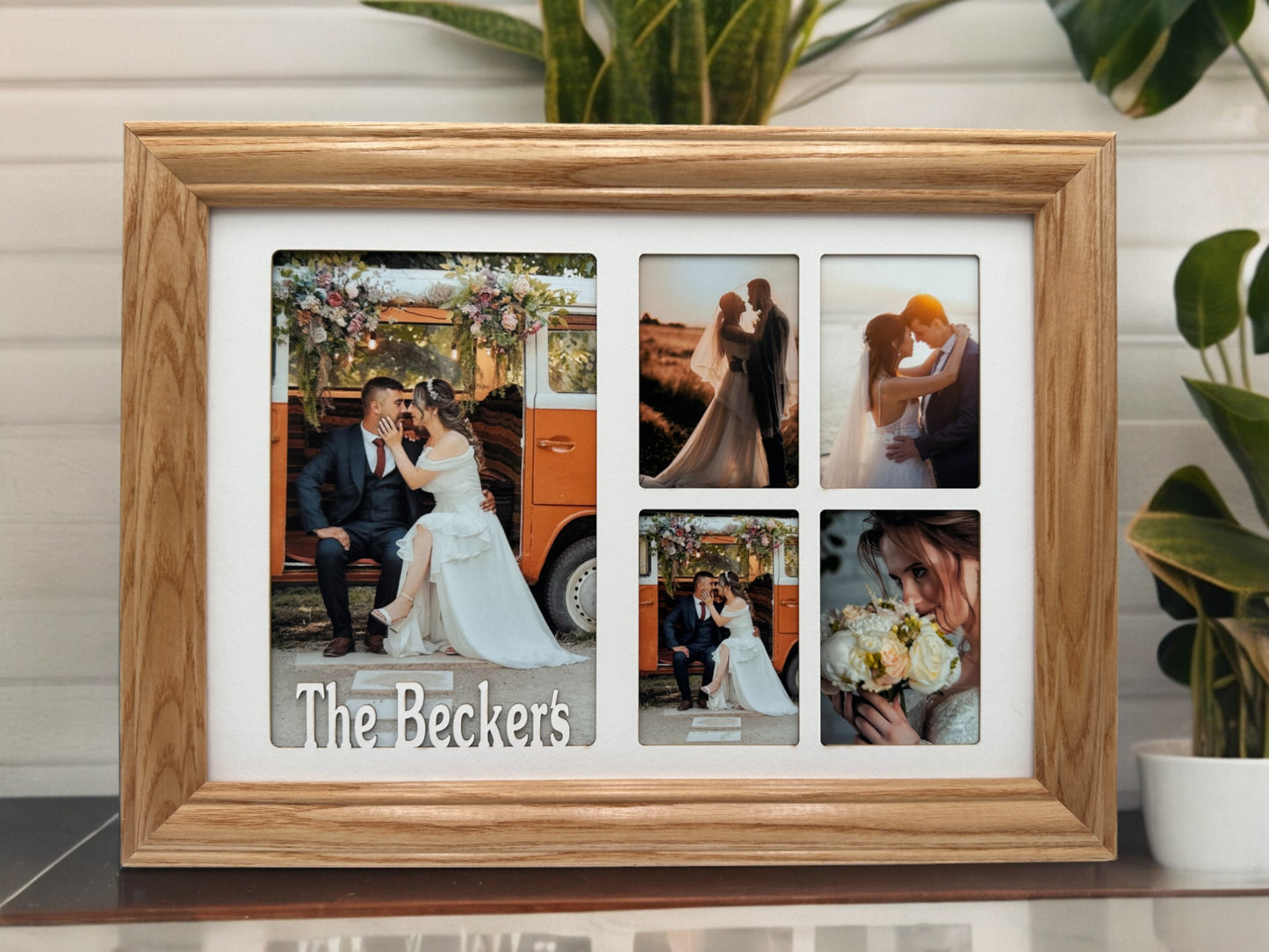 Elegant wedding keepsake frame displayed on tabletop Personalized Wedding Picture Frame