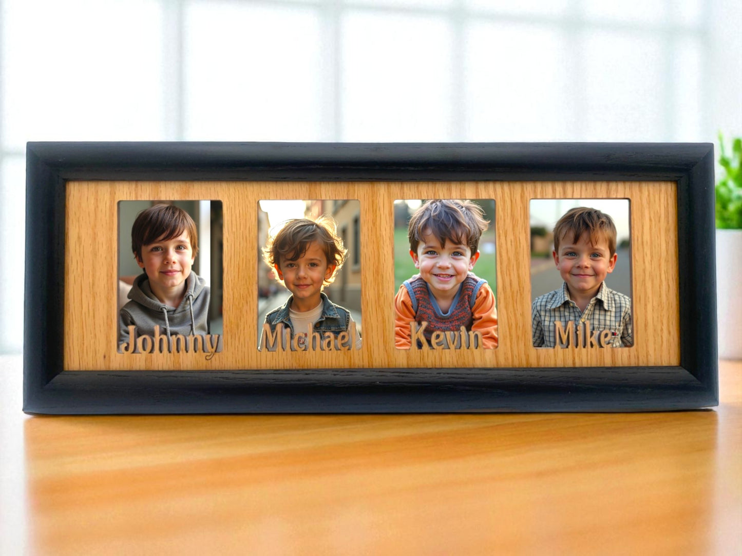 ersonalized 8-opening wallet frame with bright white matboard Personalized Wallet Picture Frames | Wallets Any Size Display