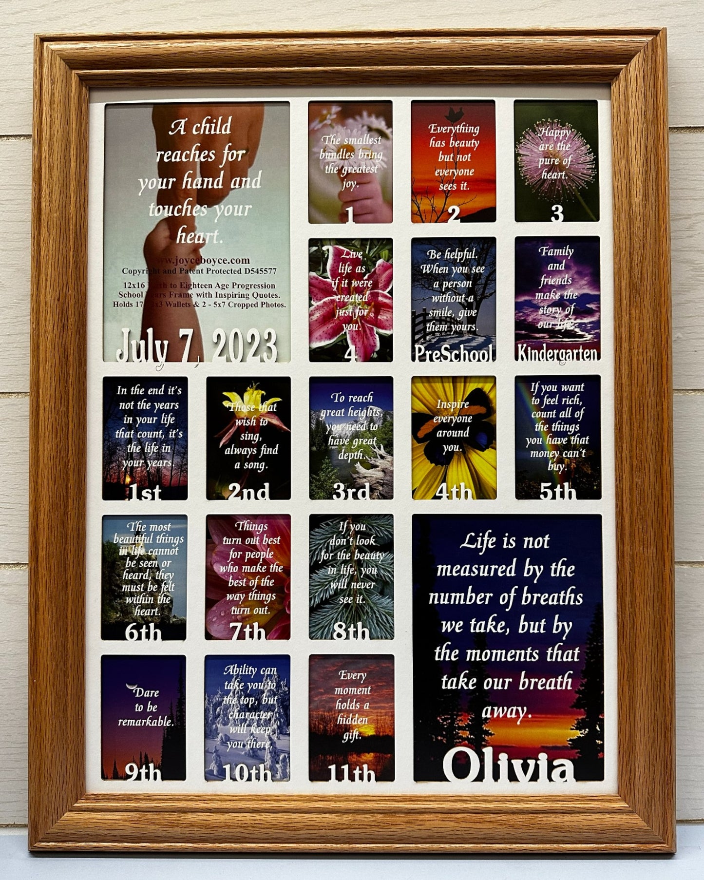 Personalized School Years Picture Frame | Birth to Senior (Numbers)