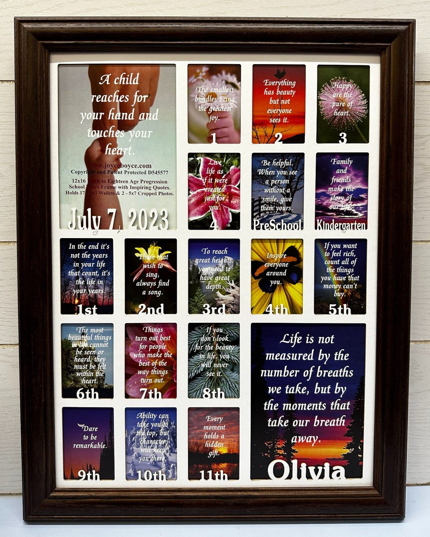 Personalized School Years Picture Frame | Birth to Senior (Numbers)