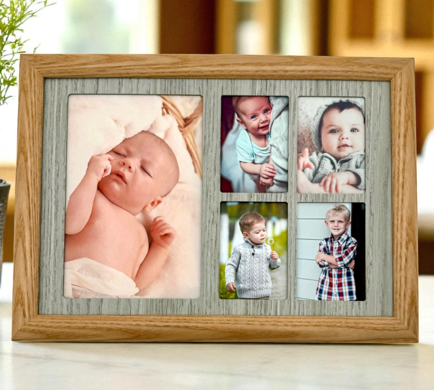 Collage Picture Frame | 5-Opening Display with Optional Text
