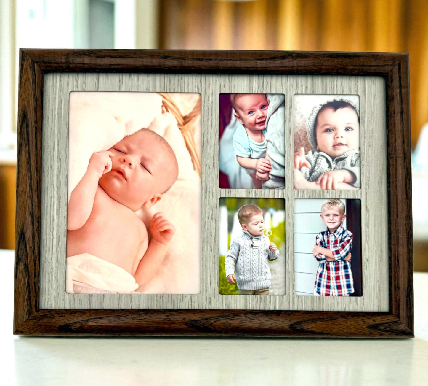 Collage Picture Frame | 5-Opening Display with Optional Text