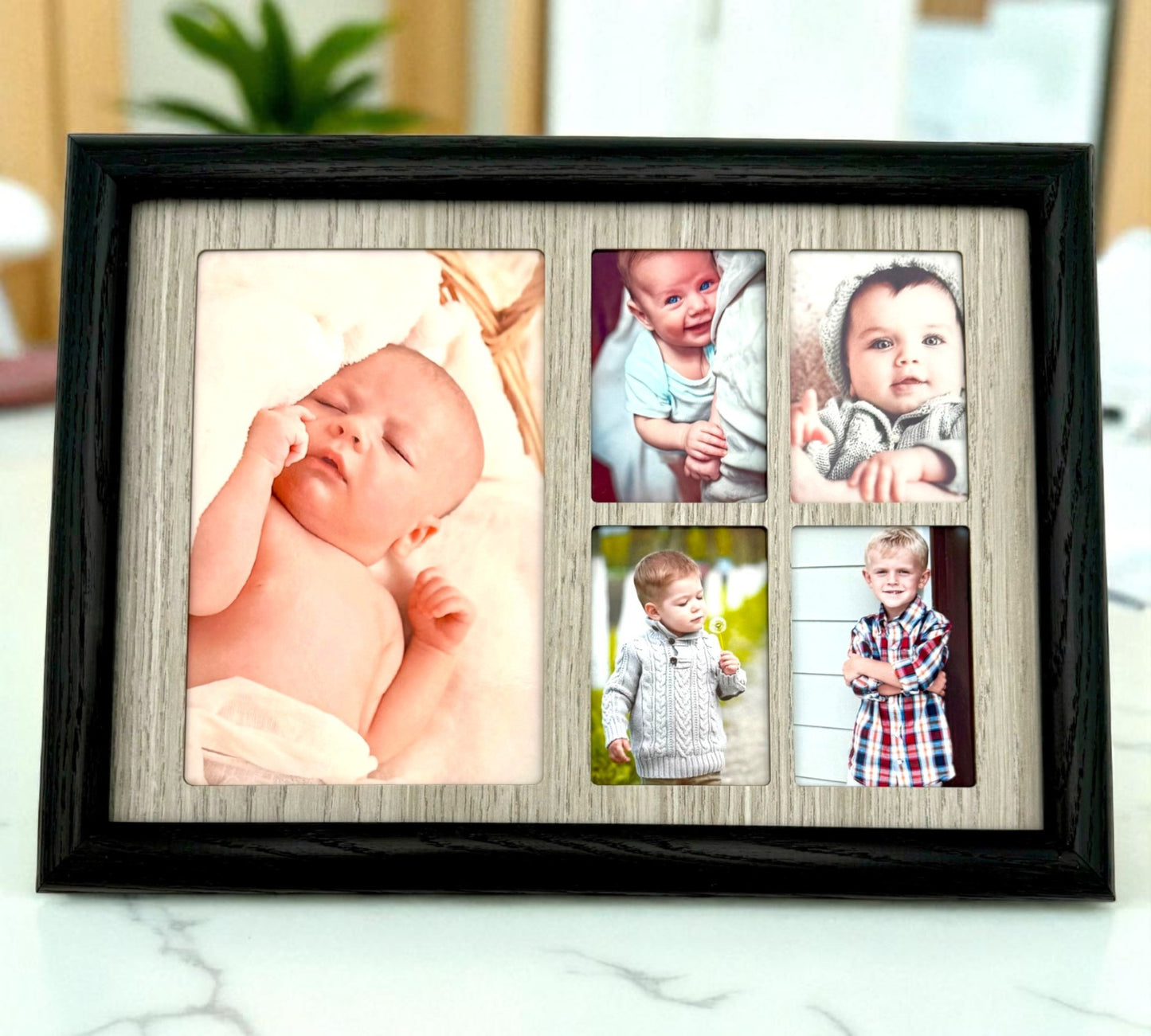 Collage Picture Frame | 5-Opening Display with Optional Text