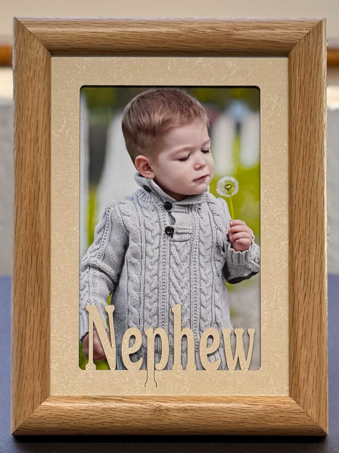 Handmade oak wood photo frame featuring “Uncle” or “Cousin” design Family Picture Frame | Extended Family
