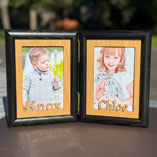 Hinged Picture Frame | Personalized Name Tabletop Photo Display