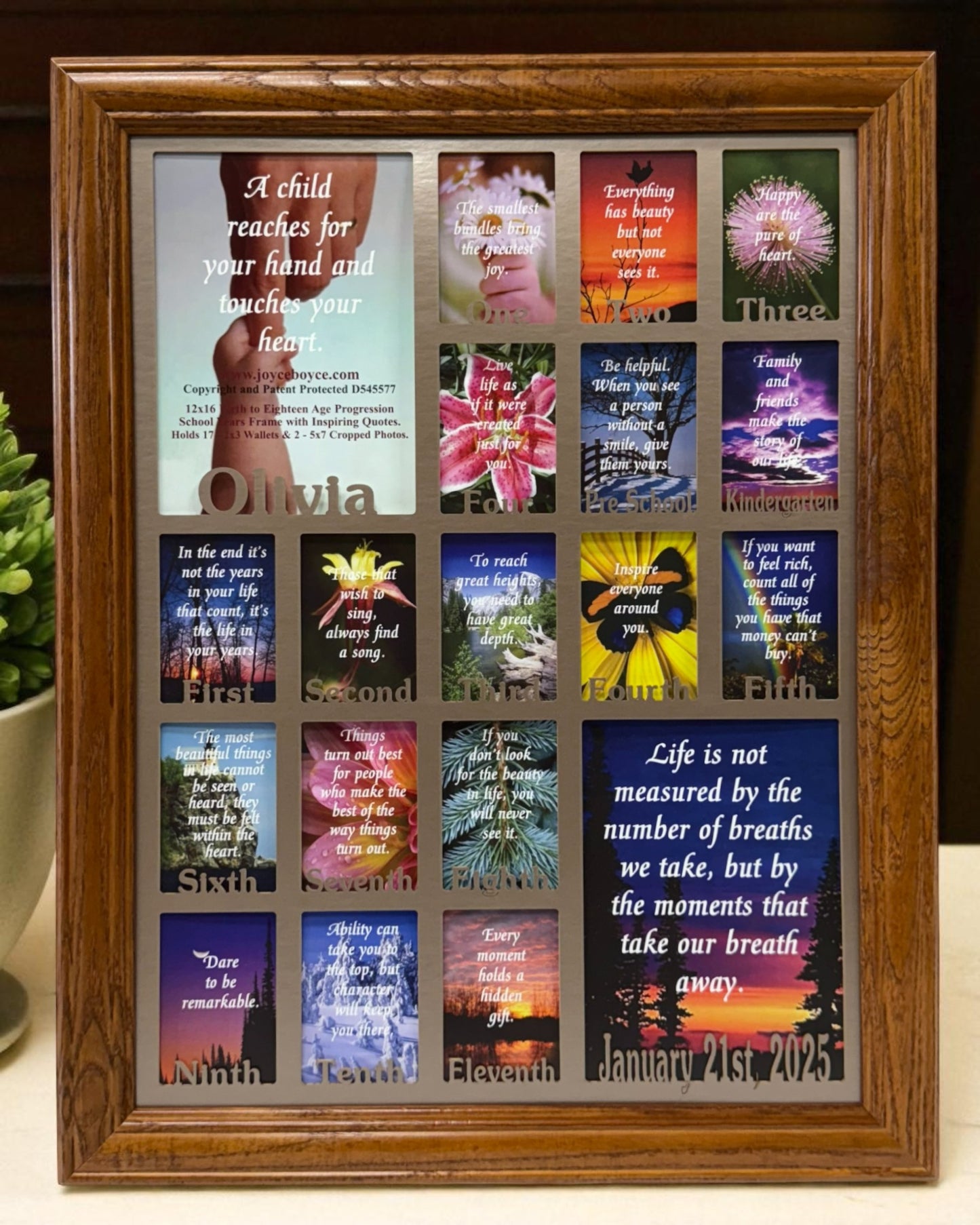 Personalized School Years Picture Frame | Birth to Senior (Letters)