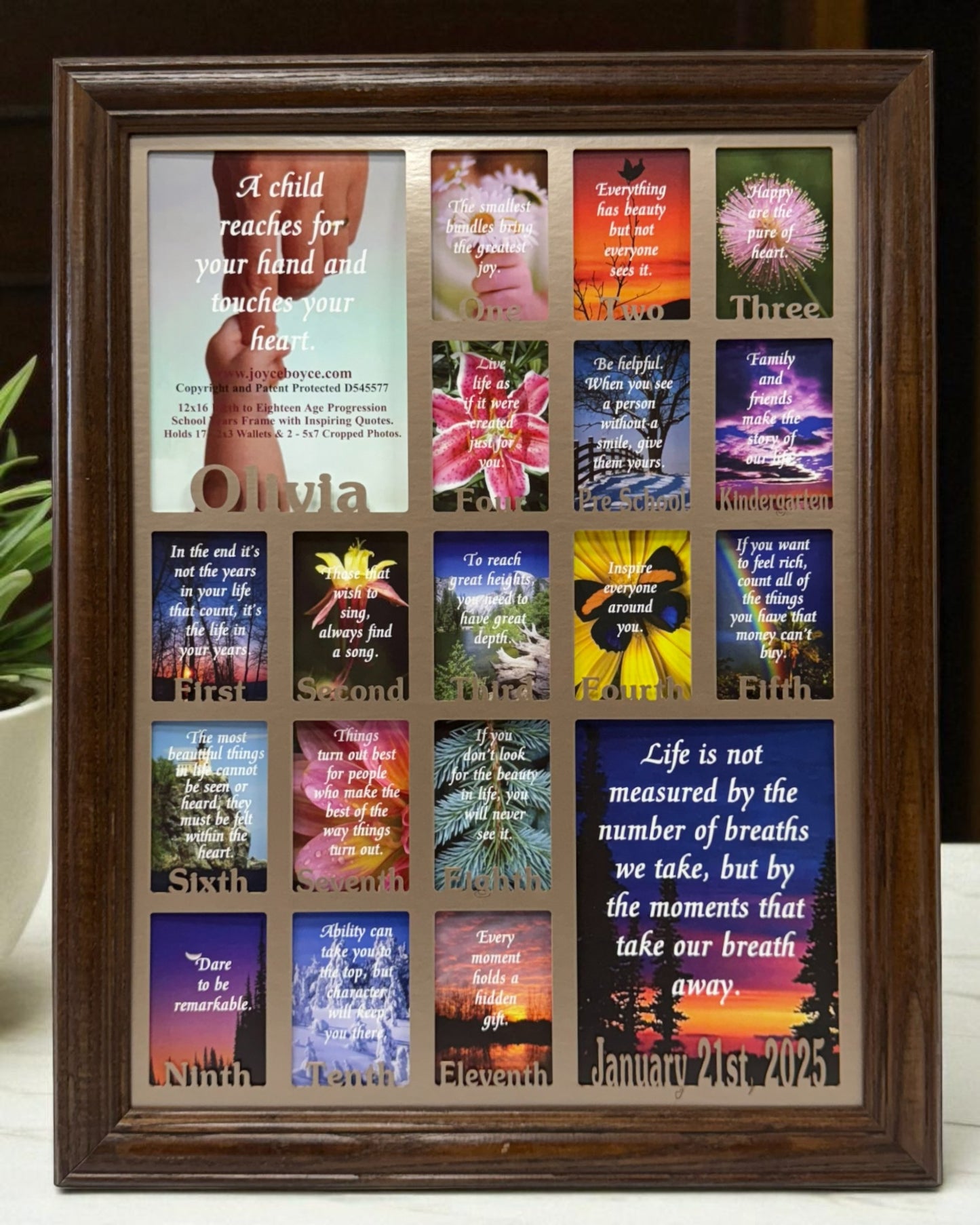 Personalized School Years Picture Frame | Birth to Senior (Letters)