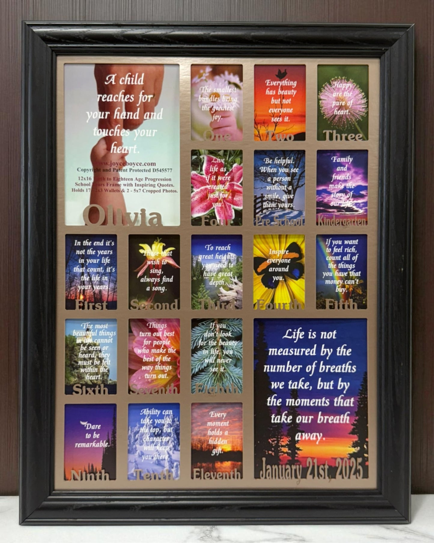 Personalized School Years Picture Frame | Birth to Senior (Letters)
