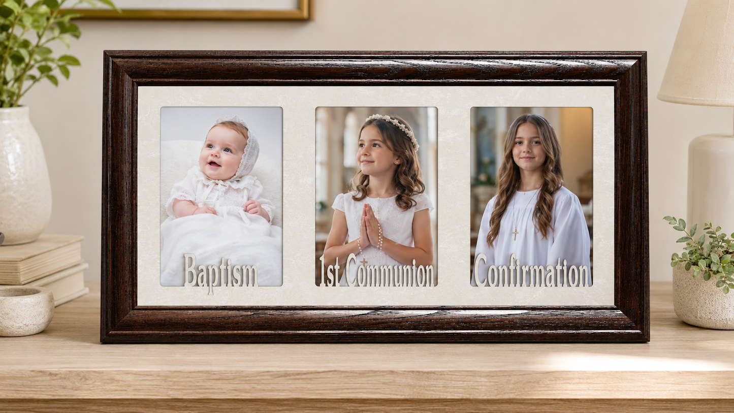 Baptism, 1st Communion & Confirmation Picture Frame | Personalized Christian Gift | Religious Photo Display