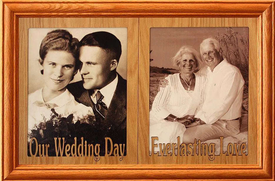 Double 8x10 Personalized Photo Frame | Custom Text | Two Photo Openings