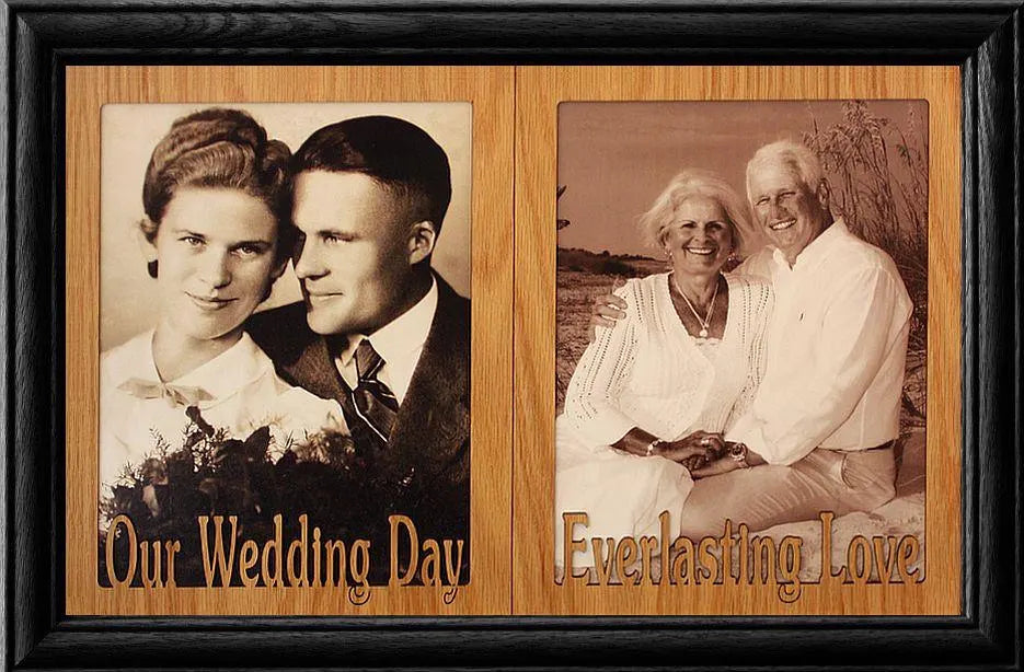 Double 8x10 Personalized Photo Frame | Custom Text | Two Photo Openings