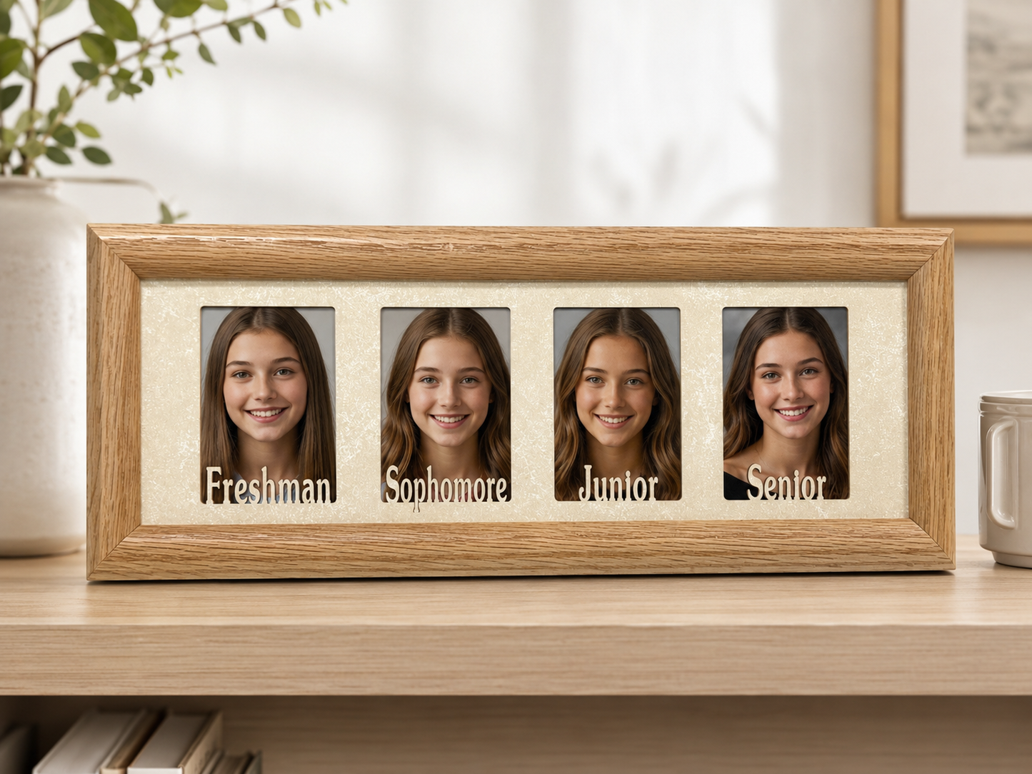 Freshman to Senior Picture Frame | High School Graduation Keepsake | 4 Wallet Photo Frame | Freshman Sophomore Junior Senior Gift