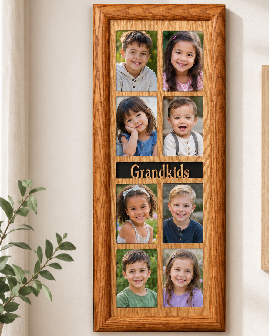 Grandparent Picture Frame | 8 Wallet Photo Collage | Custom Grandkids or Great Grandkids Frame | Wall Hanging