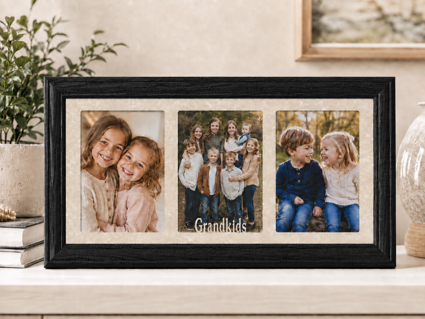 Grandparents Picture Frame | Triple 3 Photo Collage Display | Grandma & Grandpa Gift | Holds Three 4x6 or 5x7 Photos