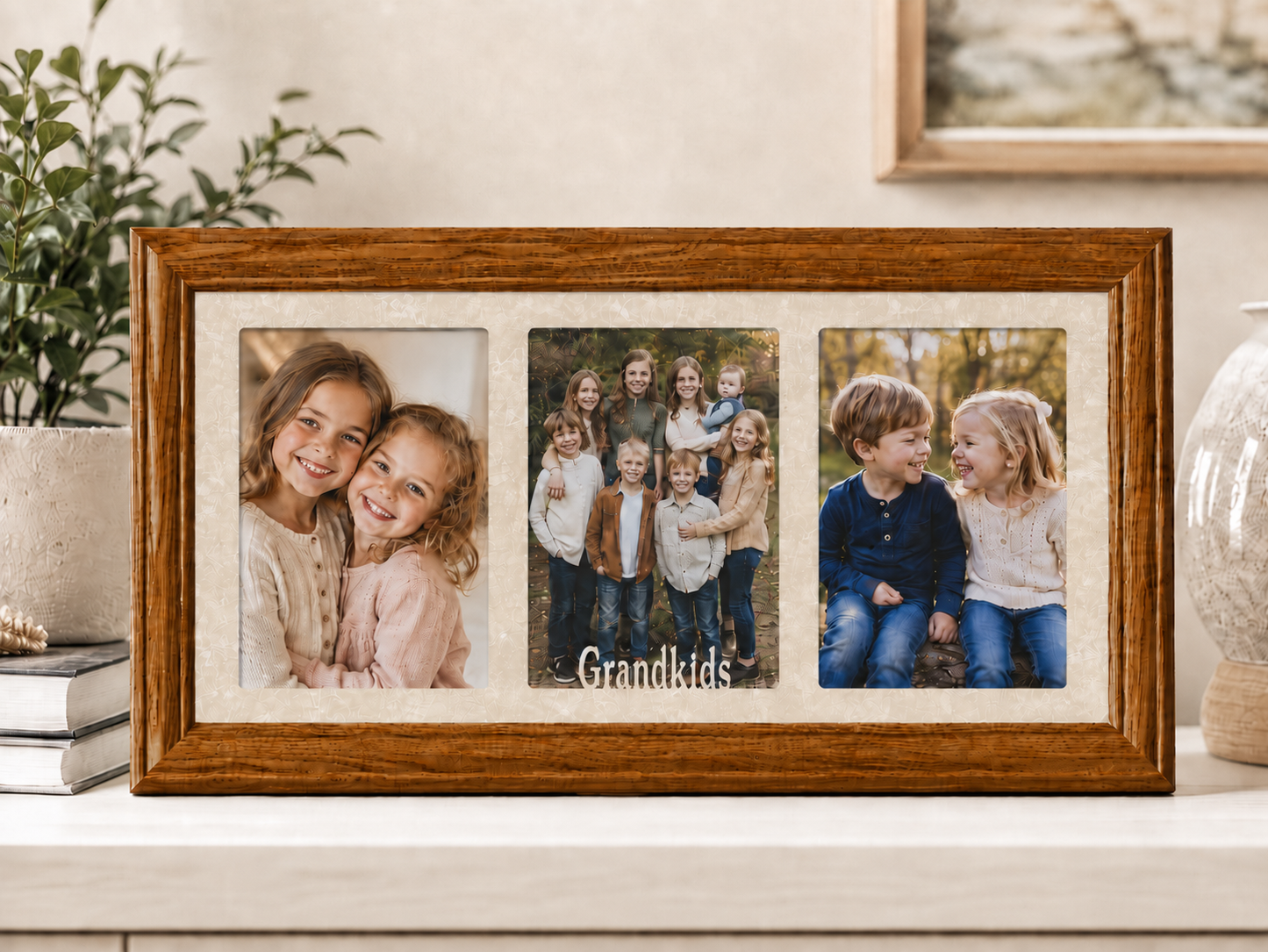 Grandparents Picture Frame | Triple 3 Photo Collage Display | Grandma & Grandpa Gift | Holds Three 4x6 or 5x7 Photos