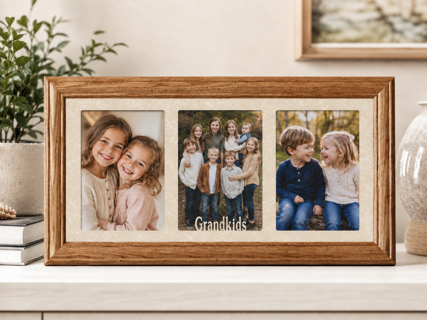 Grandparents Picture Frame | Triple 3 Photo Collage Display | Grandma & Grandpa Gift | Holds Three 4x6 or 5x7 Photos