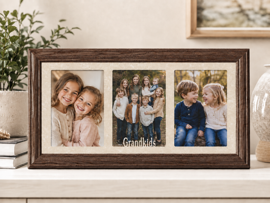 Grandparents Picture Frame | Triple 3 Photo Collage Display | Grandma & Grandpa Gift | Holds Three 4x6 or 5x7 Photos
