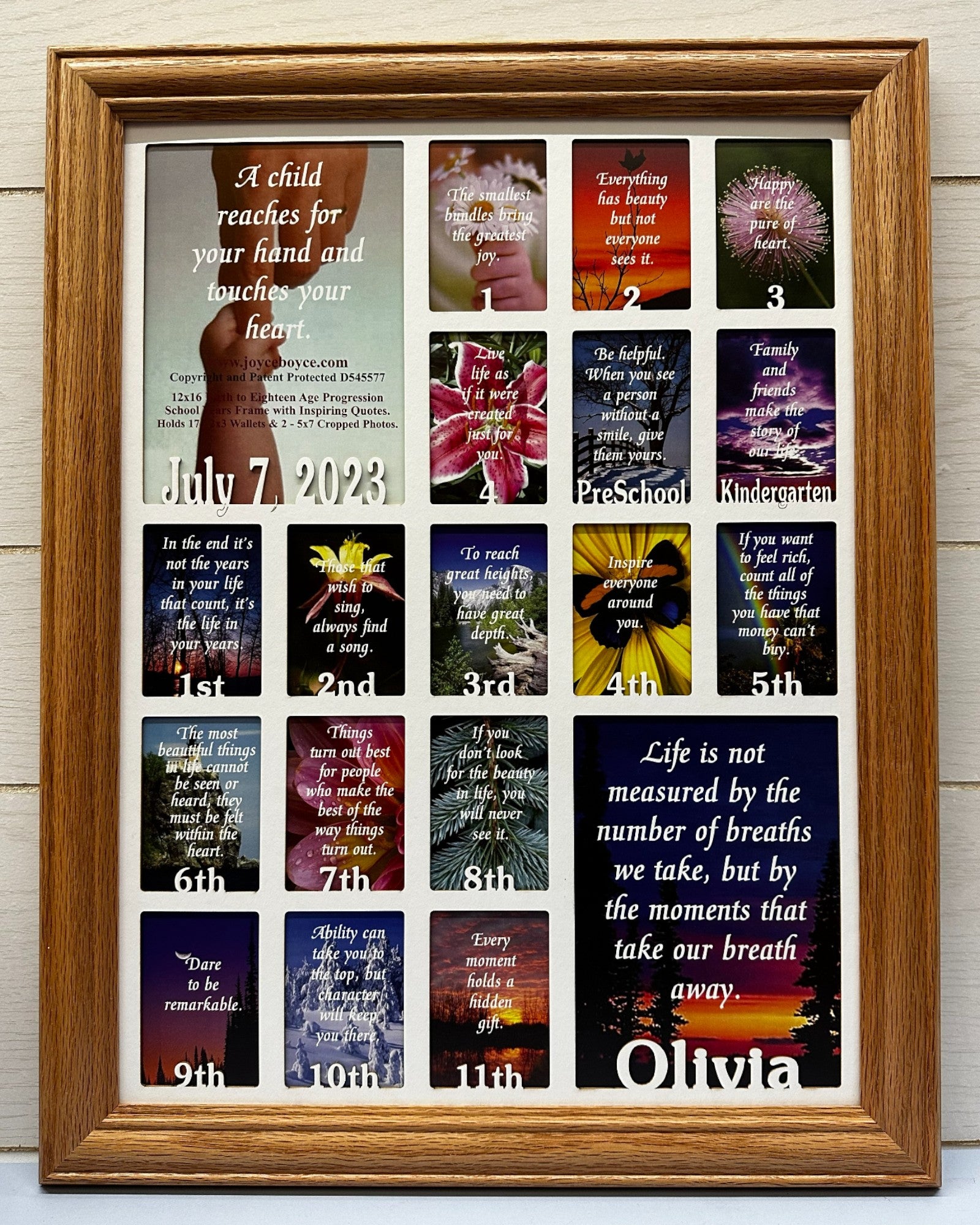 Personalized School Years Picture Frame | Birth to Senior (Numbers)