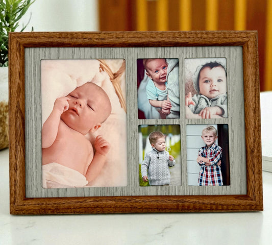 Collage Picture Frame | 5-Opening Display with Optional Text