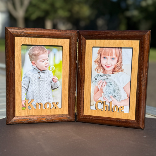 Hinged Picture Frame | Personalized Name Tabletop Photo Display