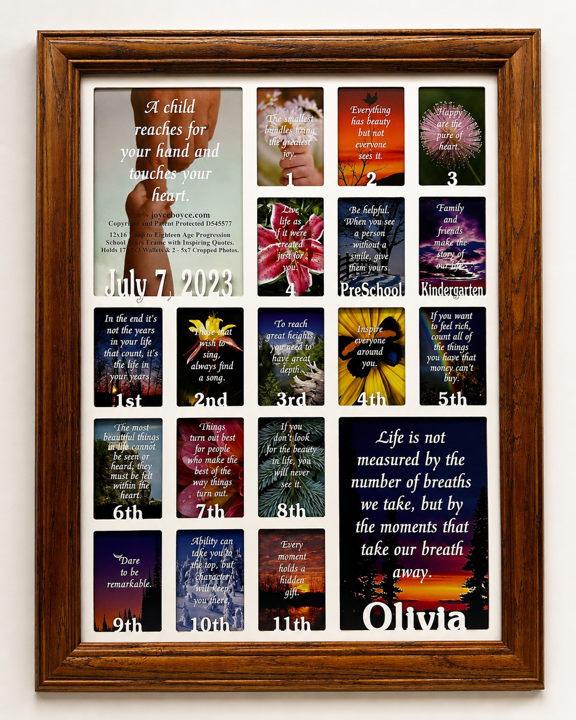 Personalized School Years Picture Frame | Birth to Senior (Numbers)