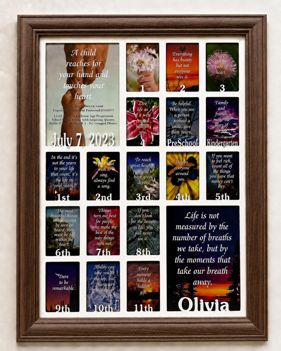 Personalized School Years Picture Frame | Birth to Senior (Numbers)