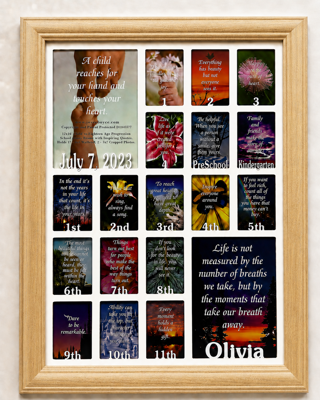 Personalized School Years Picture Frame | Birth to Senior (Numbers)