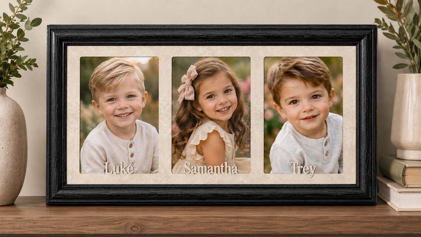 Personalized Triple 5x7 Collage Picture Frame | Custom 3 Photo Display
