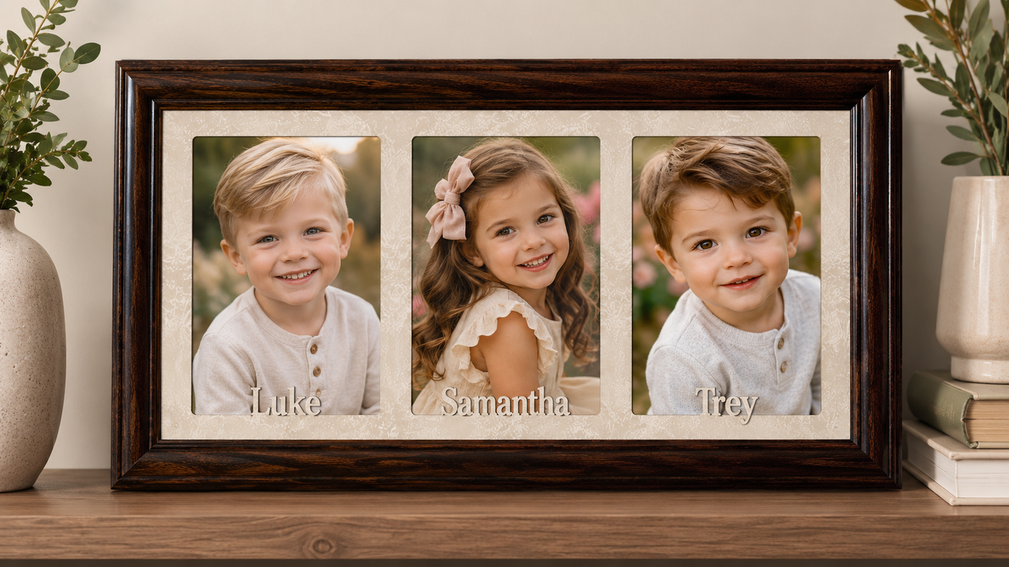Personalized Triple 5x7 Collage Picture Frame | Custom 3 Photo Display