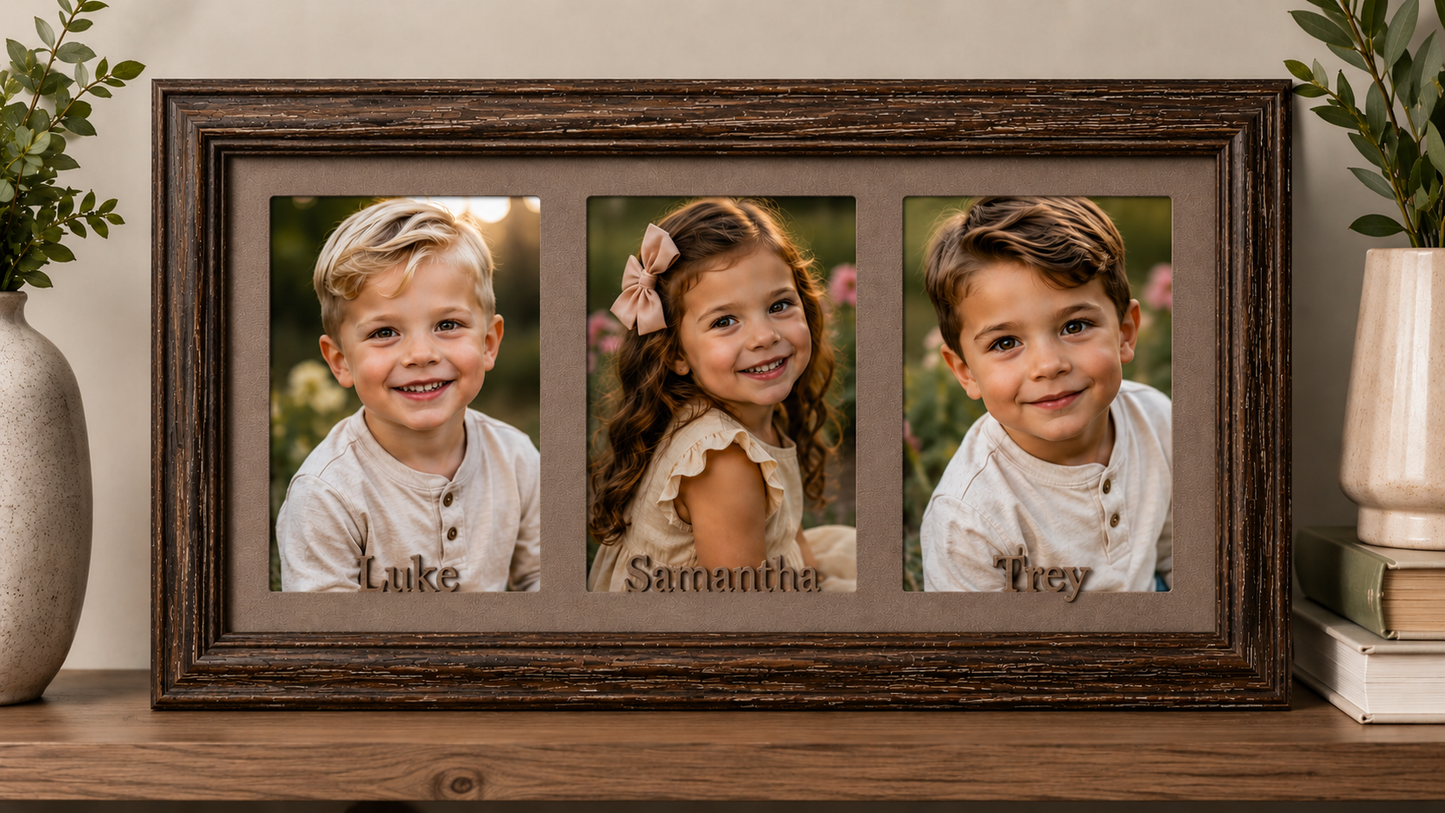 Personalized Triple 5x7 Collage Picture Frame | Custom 3 Photo Display