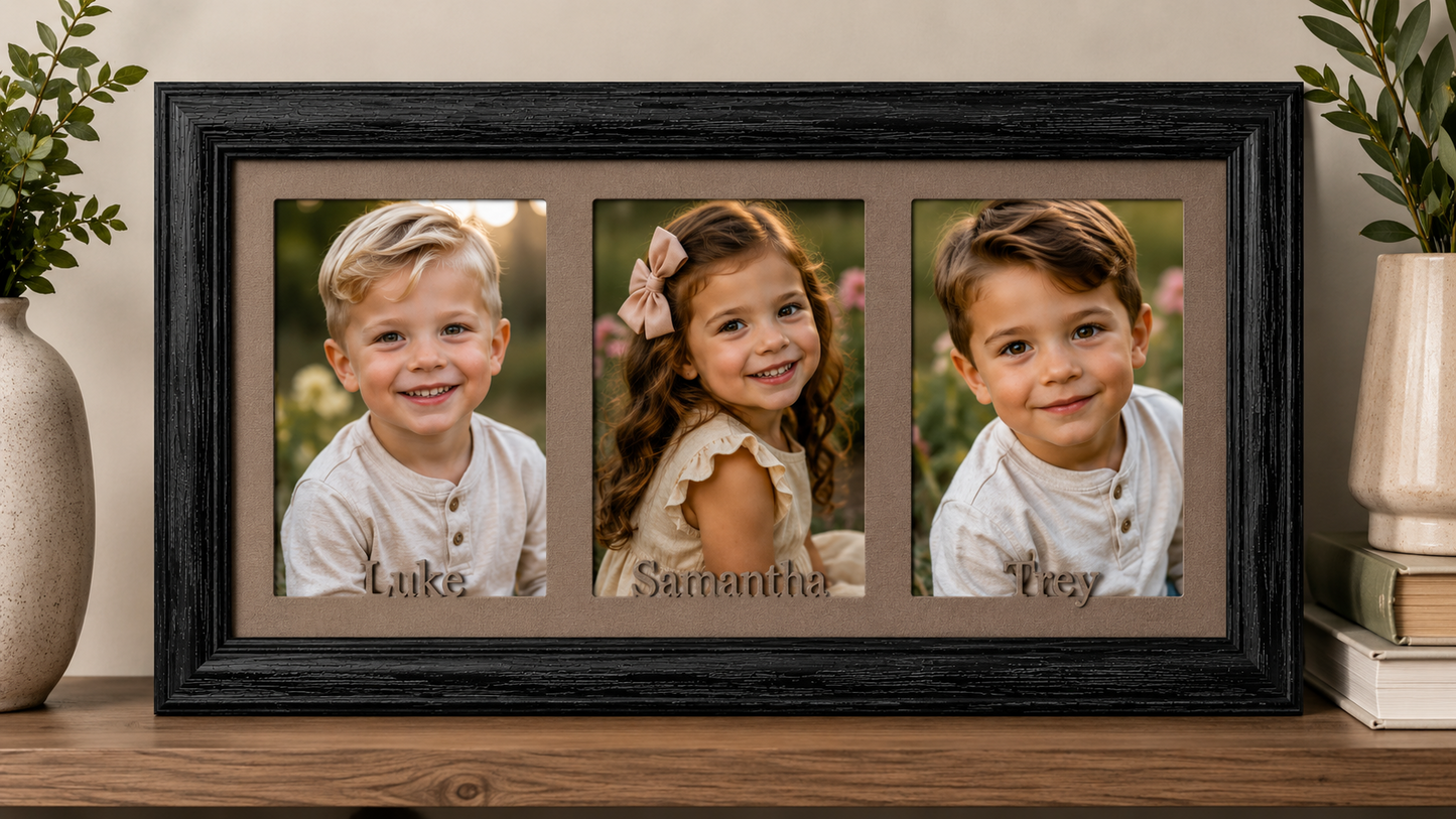 Personalized Triple 5x7 Collage Picture Frame | Custom 3 Photo Display