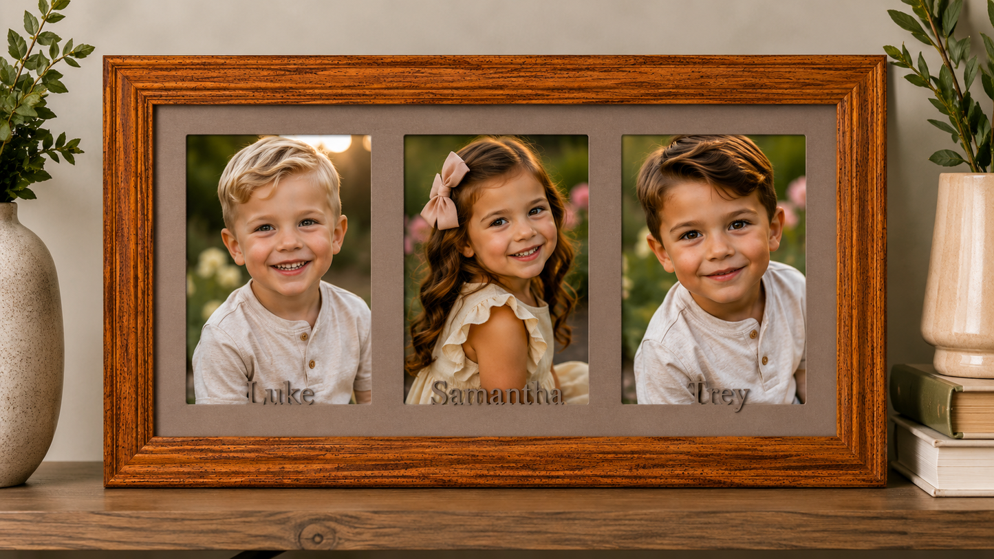 Personalized Triple 5x7 Collage Picture Frame | Custom 3 Photo Display