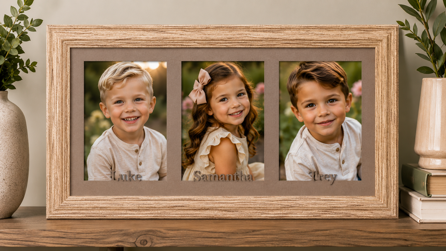 Personalized Triple 5x7 Collage Picture Frame | Custom 3 Photo Display