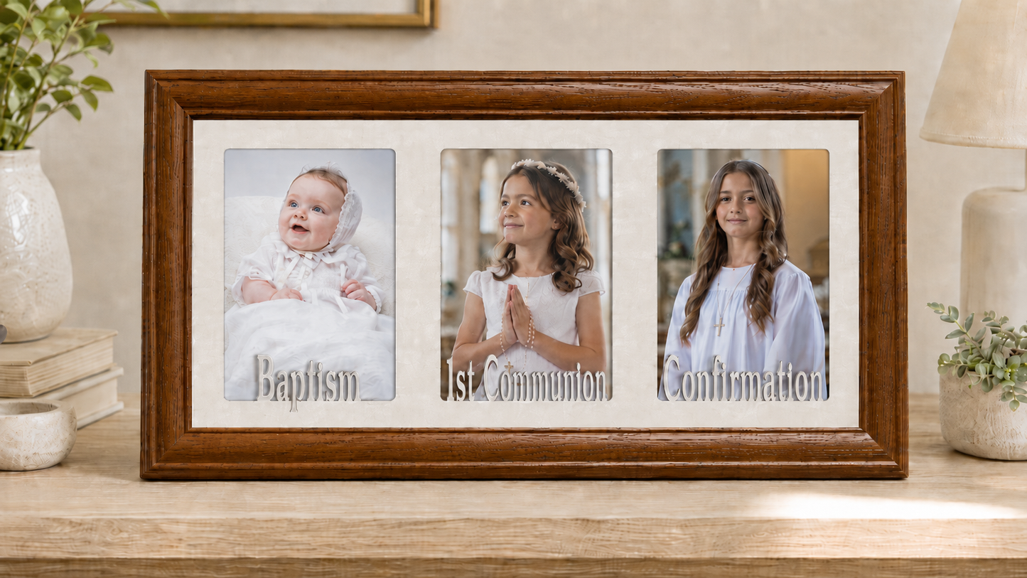 Baptism, 1st Communion & Confirmation Picture Frame | Personalized Christian Gift | Religious Photo Display