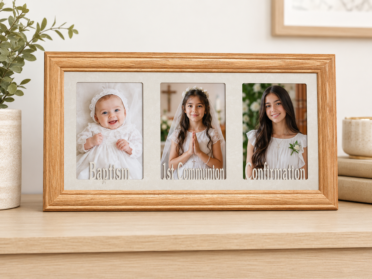 Baptism, 1st Communion & Confirmation Picture Frame | Personalized Christian Gift | Religious Photo Display