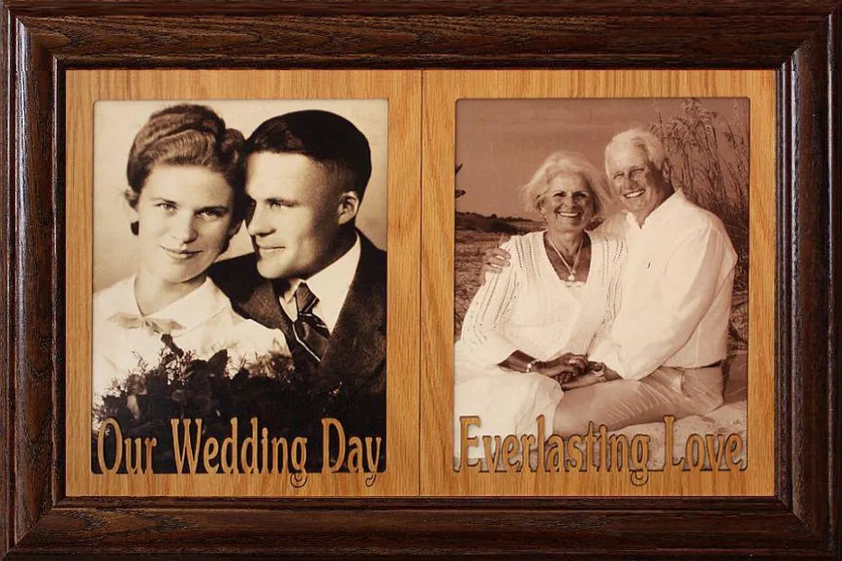Double 8x10 Personalized Photo Frame | Custom Text | Two Photo Openings