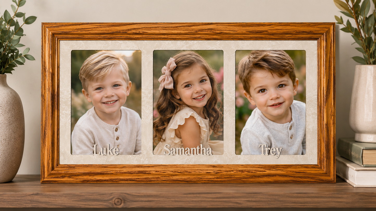 Personalized Triple 5x7 Collage Picture Frame | Custom 3 Photo Display