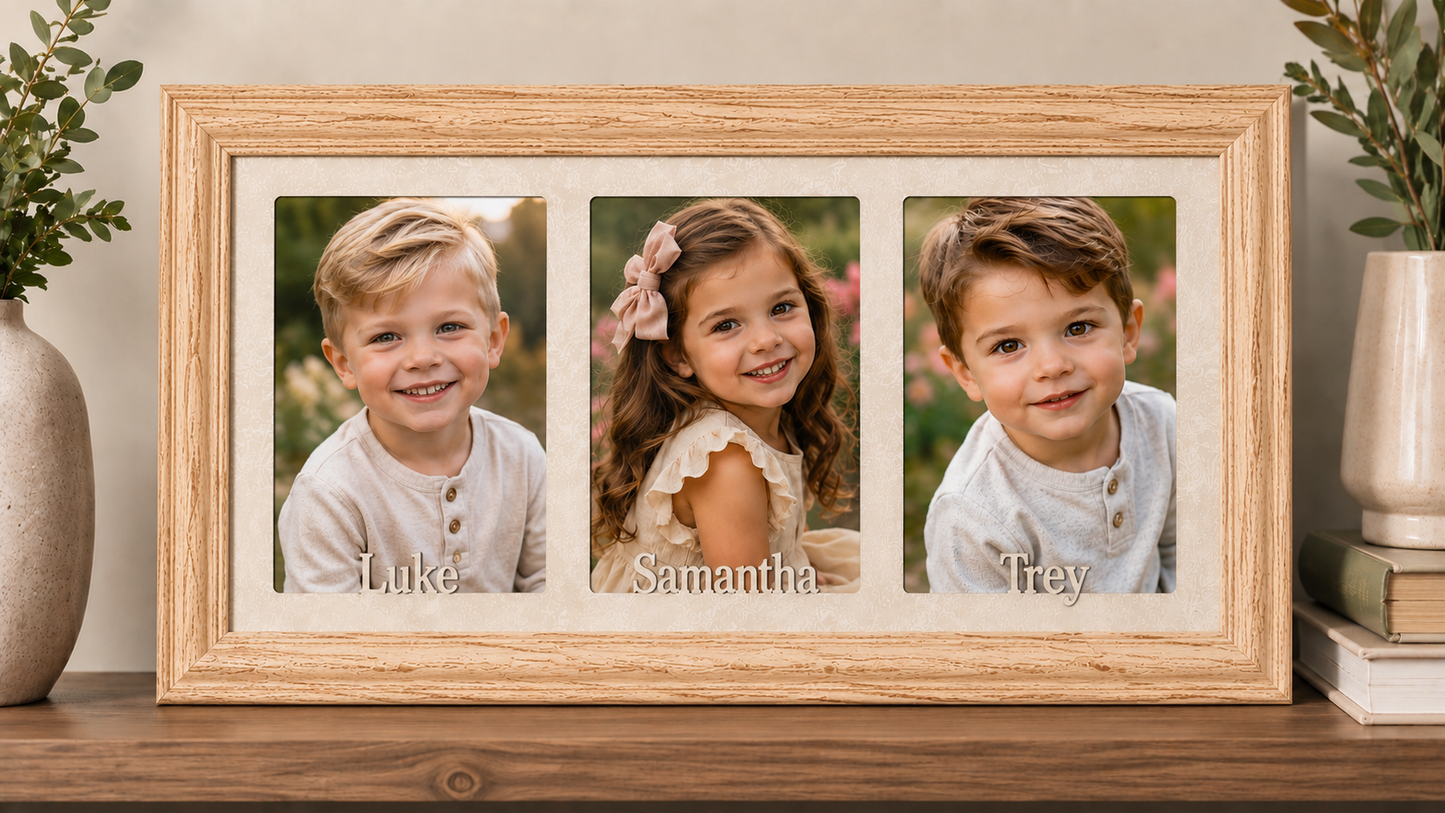 Personalized Triple 5x7 Collage Picture Frame | Custom 3 Photo Display